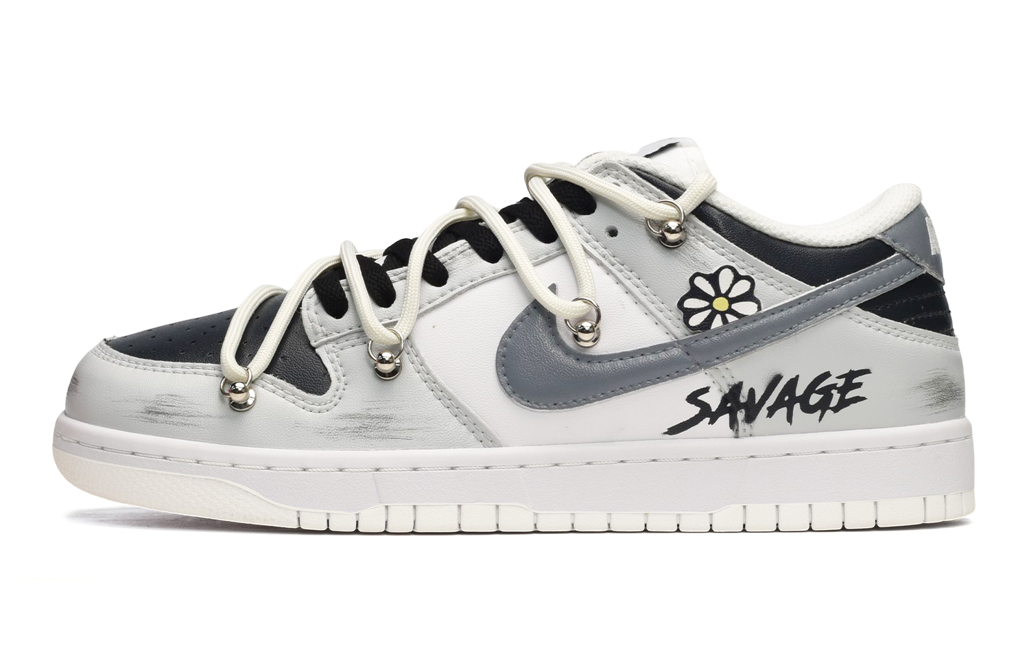 Order [Zapatillas Personalizadas] Nike Dunk Low 'Margarita Deconstruida' DH9765-100(TeamE-女款小雏菊黑灰)