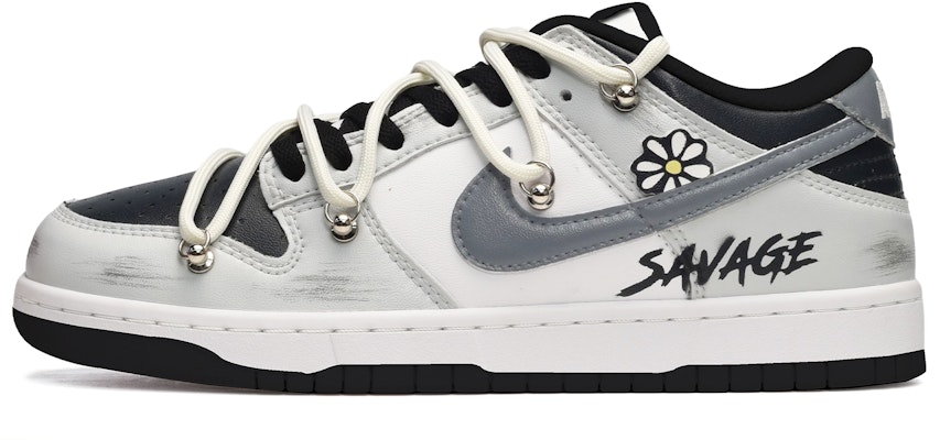 【訂製球鞋】 Nike Dunk Low 解構風 筆觸肌理 小雛菊 低筒 板鞋 男款 黑灰 Order 【訂製球鞋】 Nike Dunk Low 解構風 筆觸肌理 小雛菊 低筒 板鞋 男款 黑灰