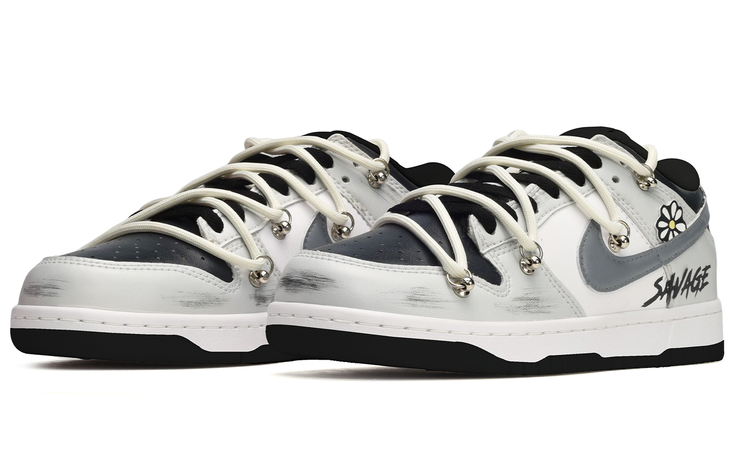 Shop [定制鞋] 耐克Dunk Low '解构雏菊黑灰' DJ6188-002(TeamE-男款小雏菊黑灰)