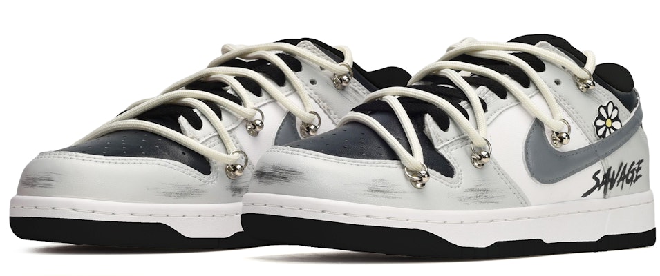 【訂製球鞋】 Nike Dunk Low 解構風 筆觸肌理 小雛菊 低筒 板鞋 男款 黑灰 Shop 【訂製球鞋】 Nike Dunk Low 解構風 筆觸肌理 小雛菊 低筒 板鞋 男款 黑灰