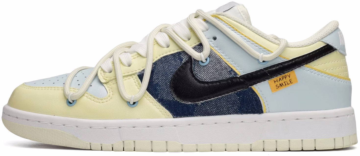 custom-shoes-nike-dunk-low-deconstructed-denim-yellow-blue-black