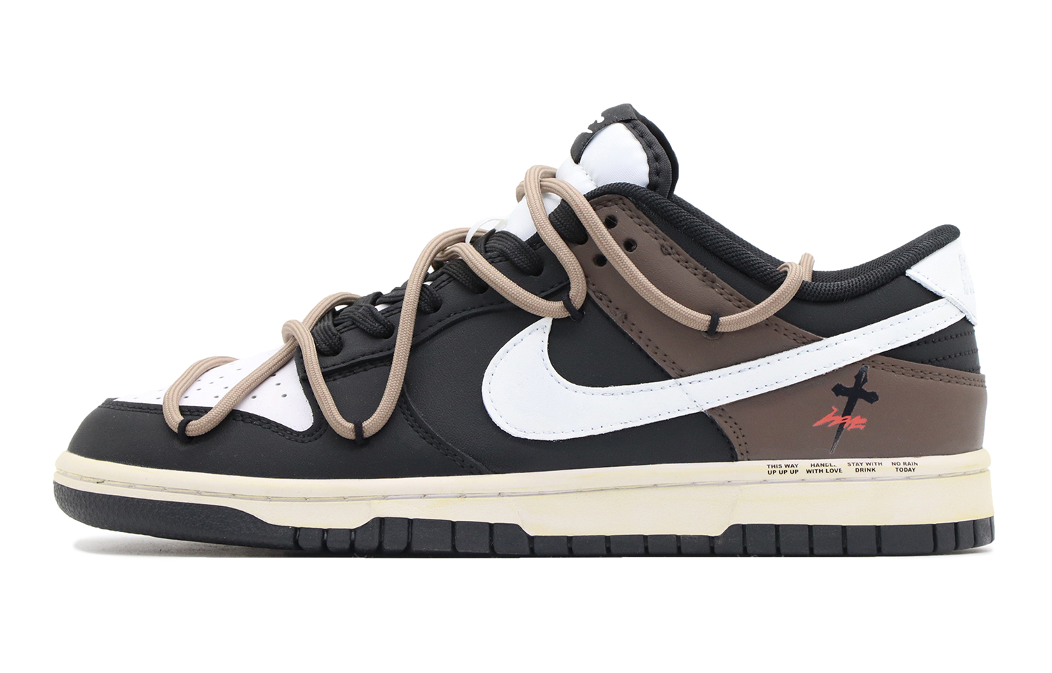 Buy 나이키 덩크 로우 '해체 더블 레이스 - 블랙 화이트 탄' (77 characters) CW1590-100-484969