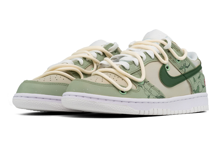 Lookbook 나이키 덩크 로우 '해체 플로럴 라이트 그린' (커스텀) DH9765-100(Teamfour-女款棉花淡绿色)