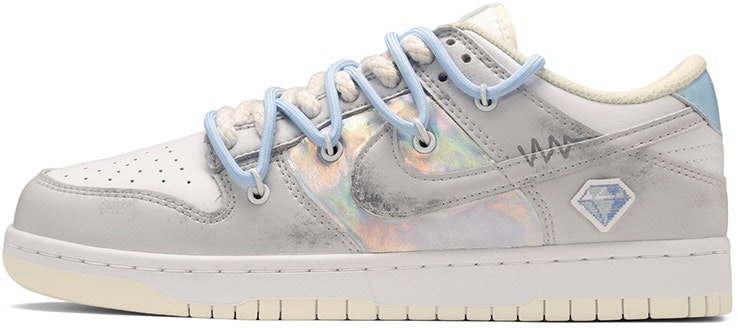 custom-shoes-nike-dunk-low-deconstructed-future-laser-hand-painted-texture-diamond-patch-grey-blue