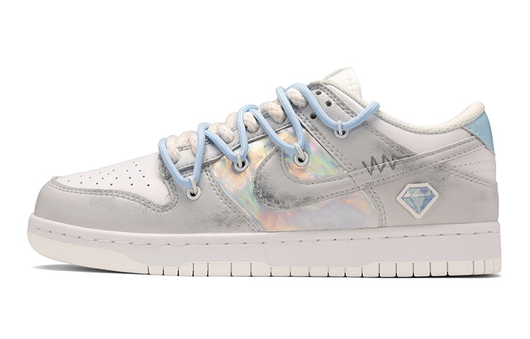 Buy 나이키 덩크 로우 '레이저 핸드페인팅 그레이블루' (커스텀) DH9765-100(TeamE-女款未来风灰蓝)