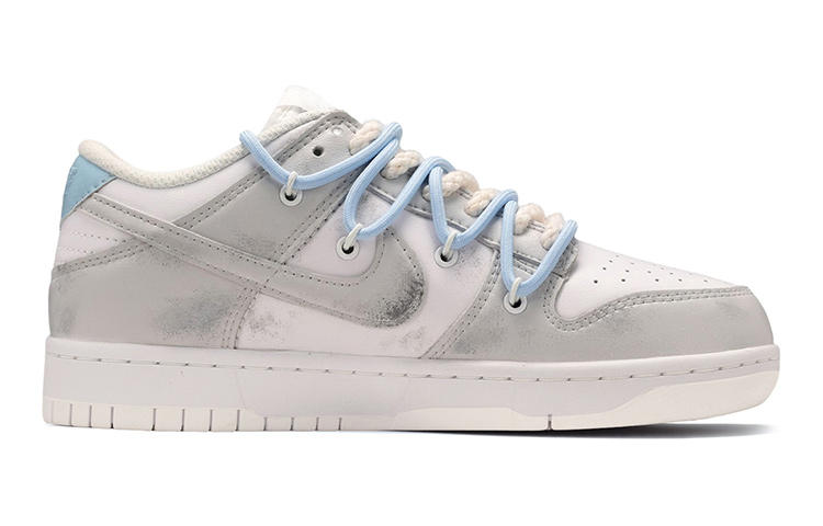 Order 나이키 덩크 로우 '레이저 핸드페인팅 그레이블루' (커스텀) DH9765-100(TeamE-女款未来风灰蓝)