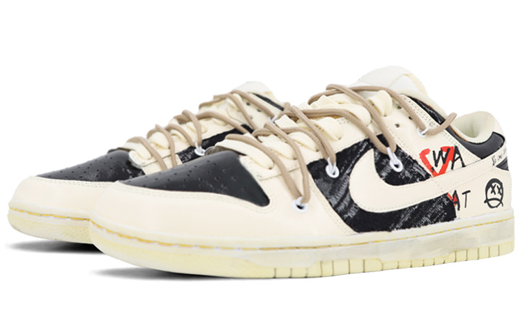 Lookbook 나이키 덩크 로우 '해체 그라피티 오프 화이트 블랙' (커스텀) DJ6188-100(TeamK-男款贴布涂鸦S-BOX)