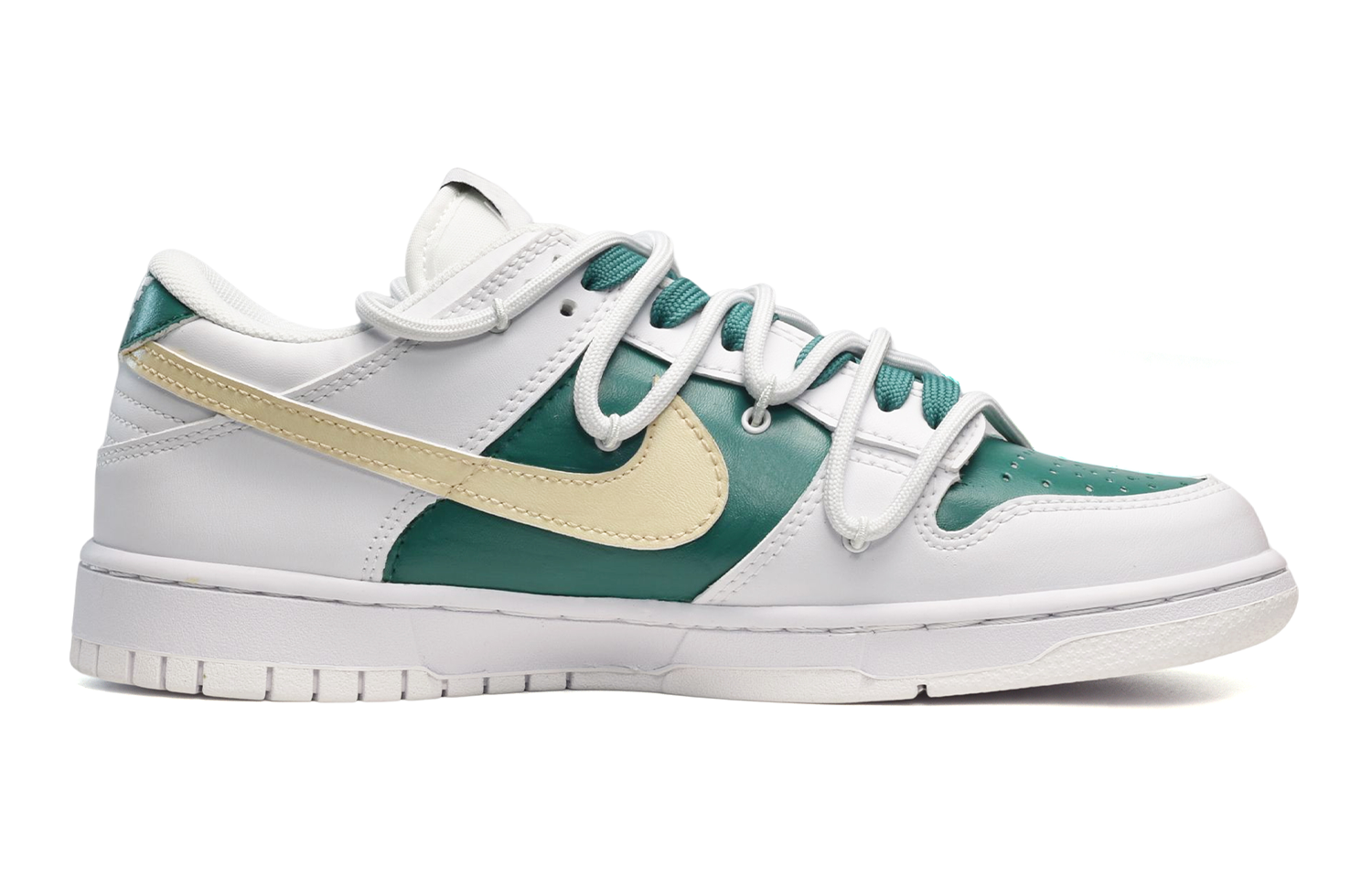 Order [定制鞋款] 耐克Dunk Low ‘解构绿叶’ DH9765-100(TeamE-女款绿叶白绿黄)