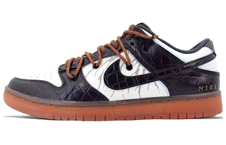 Buy 【定製球鞋】 Nike Dunk Low 解構鞋帶 特殊鞋盒 鱷魚紋 灰色閃電 低幫 板鞋 男款 黑白色