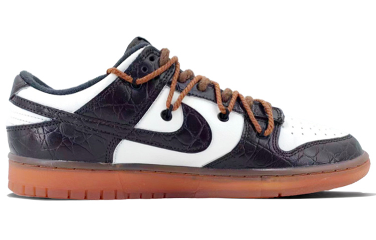 Order 【定製球鞋】 Nike Dunk Low 解構鞋帶 特殊鞋盒 鱷魚紋 灰色閃電 低幫 板鞋 男款 黑白色