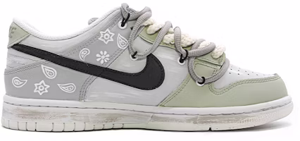 【訂製球鞋】Nike Dunk Low vibe訂製 做舊 解構鞋帶 哥特腰果花 高街 拼接 十字架 情侶 復古 耐磨 低幫 板鞋 GS 白灰 Order 【訂製球鞋】Nike Dunk Low vibe訂製 做舊 解構鞋帶 哥特腰果花 高街 拼接 十字架 情侶 復古 耐磨 低幫 板鞋 GS 白灰