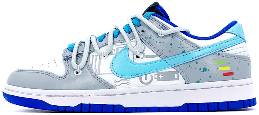 【定制球鞋】Nike Dunk Low 解構鞋帶 時尚高街 回到未來 未來科技主題 低幫 板鞋 男女同款 灰白 Buy 【定制球鞋】Nike Dunk Low 解構鞋帶 時尚高街 回到未來 未來科技主題 低幫 板鞋 男女同款 灰白