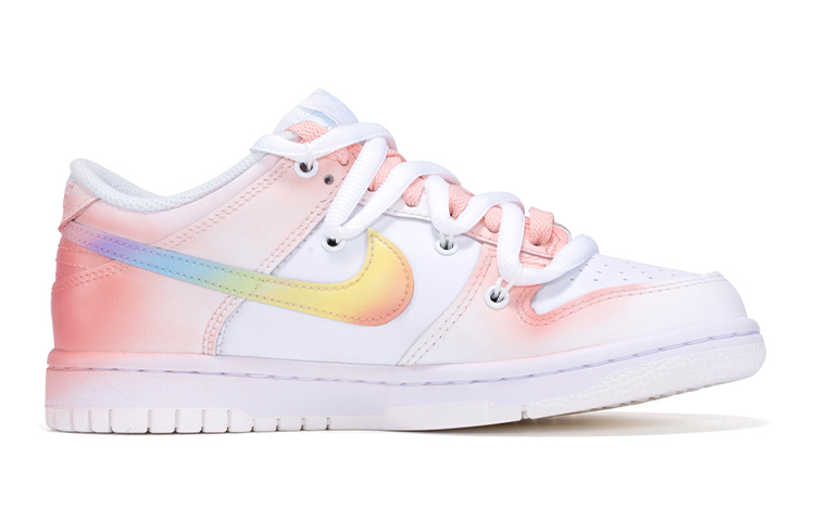 Order カスタム ダンク ロー "レインボー手描き" (Kasutamu Danku Rō "Reinbō Tegaki") DH9765-100(TeamR-女款彩虹白粉SBOX)