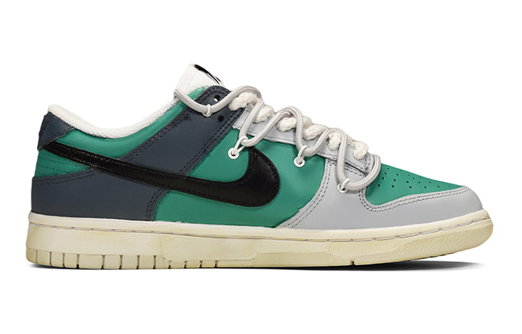 Order 나이키 덩크 로우 '디컨 레이스 터콰이즈 그린' (커스텀) DH9765-100(TeamE-女款复古风解构鞋带灰绿蓝)