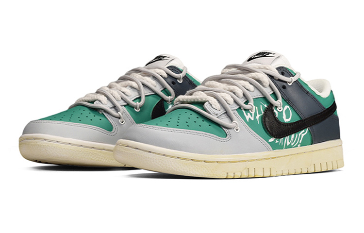 Lookbook 나이키 덩크 로우 '디컨 레이스 터콰이즈 그린' (커스텀) DH9765-100(TeamE-女款复古风解构鞋带灰绿蓝)