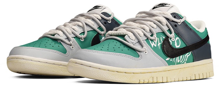 【定制鞋款】耐克Dunk低帮“解构鞋带绿松石绿” DH9765-100(TeamE-女款复古风解构鞋带灰绿蓝) Lookbook 【定制鞋款】耐克Dunk低帮“解构鞋带绿松石绿” DH9765-100(TeamE-女款复古风解构鞋带灰绿蓝)