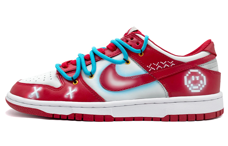 Buy 【定製球鞋】 Nike Dunk Low 解構鞋帶 電玩 像素笑臉 低幫 板鞋 男款 紅白
