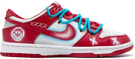【定製球鞋】 Nike Dunk Low 解構鞋帶 電玩 像素笑臉 低幫 板鞋 男款 紅白 Order 【定製球鞋】 Nike Dunk Low 解構鞋帶 電玩 像素笑臉 低幫 板鞋 男款 紅白