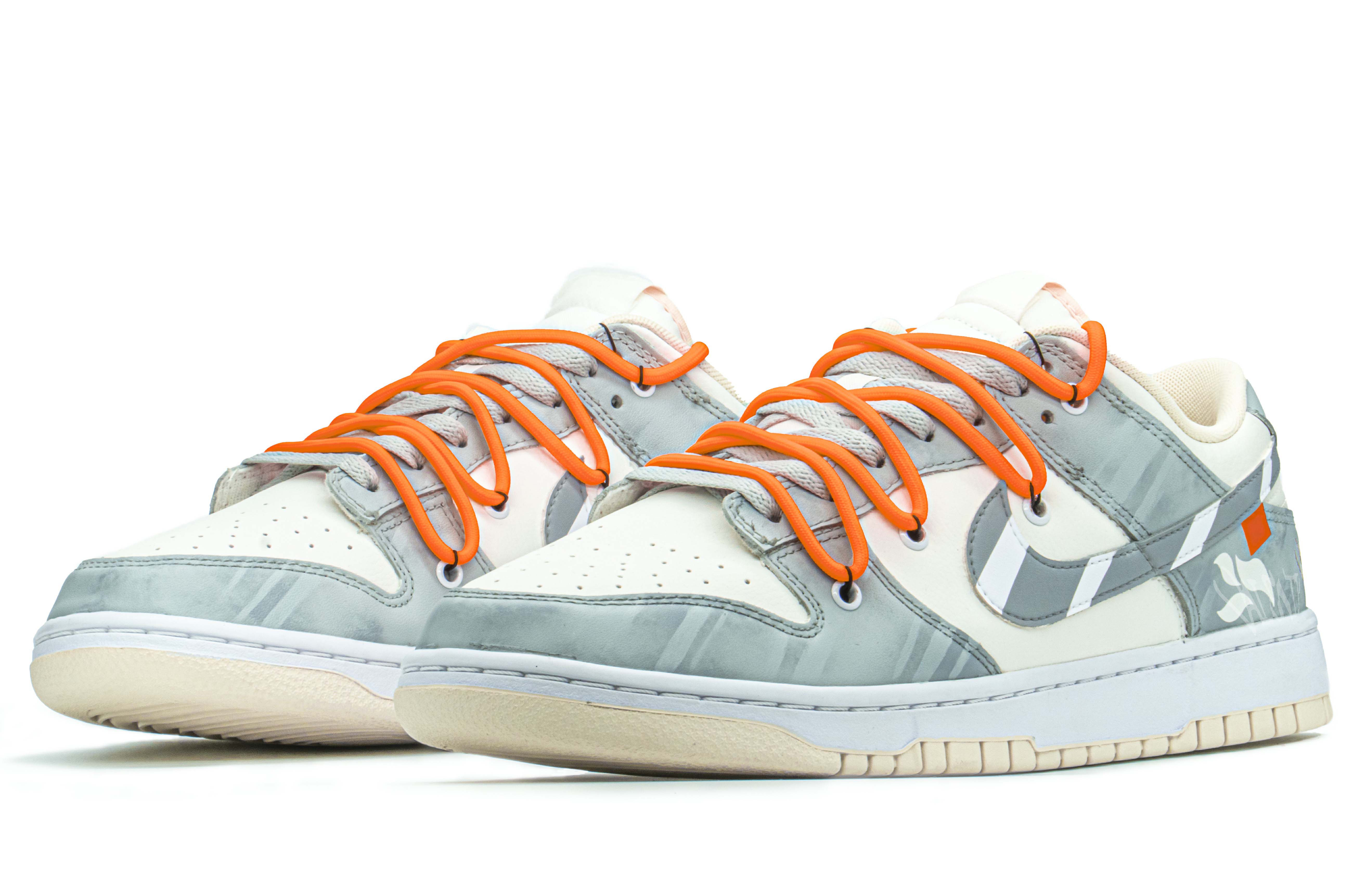 Lookbook [Sepatu Custom] Nike Dunk Low 'Deconstructed Laces Gaya Fungsional Abu Putih Box Spesial' DJ6188-100(TeamA-DKL斜杠S-BOX)