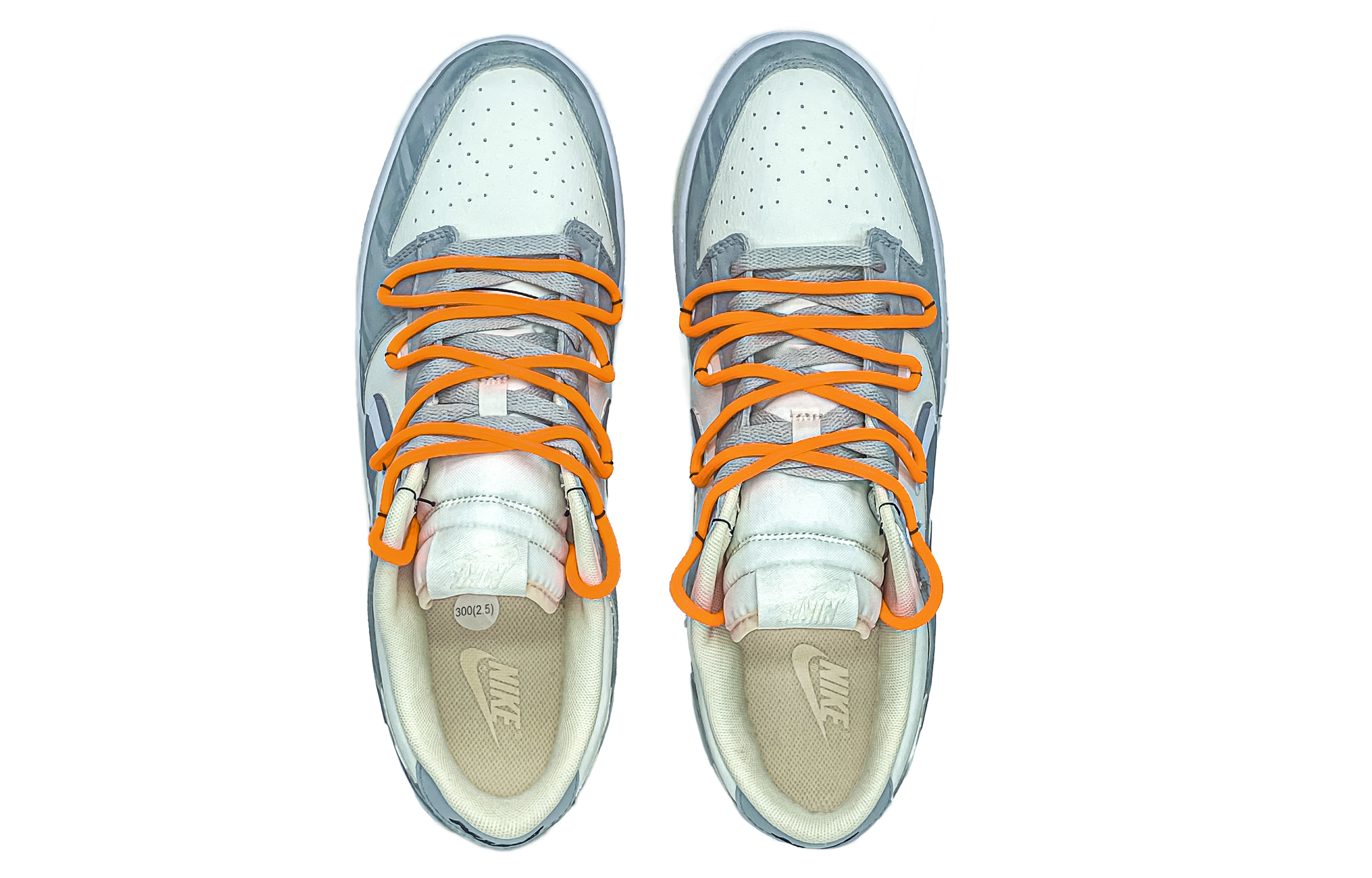 Shop [Sepatu Custom] Nike Dunk Low 'Deconstructed Laces Gaya Fungsional Abu Putih Box Spesial' DJ6188-100(TeamA-DKL斜杠S-BOX)