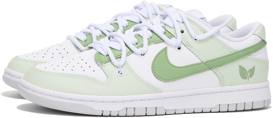 【訂製球鞋】Nike Dunk Low 解構 綠葉 高街 舒適 低筒 滑板鞋 男款 白綠 Lookbook 【訂製球鞋】Nike Dunk Low 解構 綠葉 高街 舒適 低筒 滑板鞋 男款 白綠