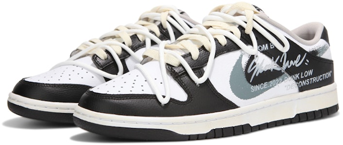 【客製球鞋】Nike Dunk Low 解構綁帶 氧化做舊 活力雙鉤 熊貓 字體 高街 低筒 滑板鞋 男款 黑白 Lookbook 【客製球鞋】Nike Dunk Low 解構綁帶 氧化做舊 活力雙鉤 熊貓 字體 高街 低筒 滑板鞋 男款 黑白