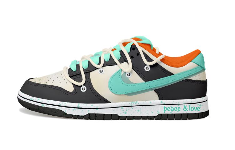 Buy 【定制球鞋】 Nike Dunk Low 做舊 米色 黑白 和平與愛 復古 解構風 低幫 板鞋 GS 蒂芙尼綠