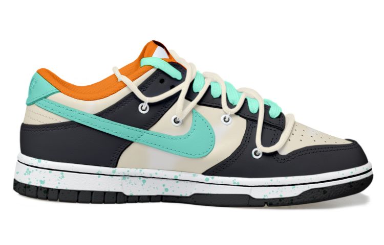 Order 【定制球鞋】 Nike Dunk Low 做舊 米色 黑白 和平與愛 復古 解構風 低幫 板鞋 GS 蒂芙尼綠