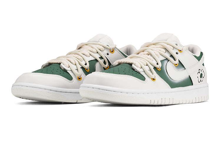 Lookbook [定制鞋] 耐克Dunk低帮'解构复古花卉白绿' DH9765-100(TeamE-女款复古小花白绿)