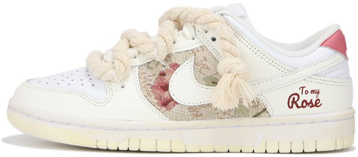 custom-shoes-nike-dunk-low-deconstructed-rose-patch-pink-white