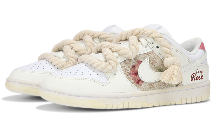 Lookbook [Kasut Custom] Nike Dunk Low 'Deconstructed Rose Patch Pink White' DJ6188-100(Teamfour-男款粉白花卉)