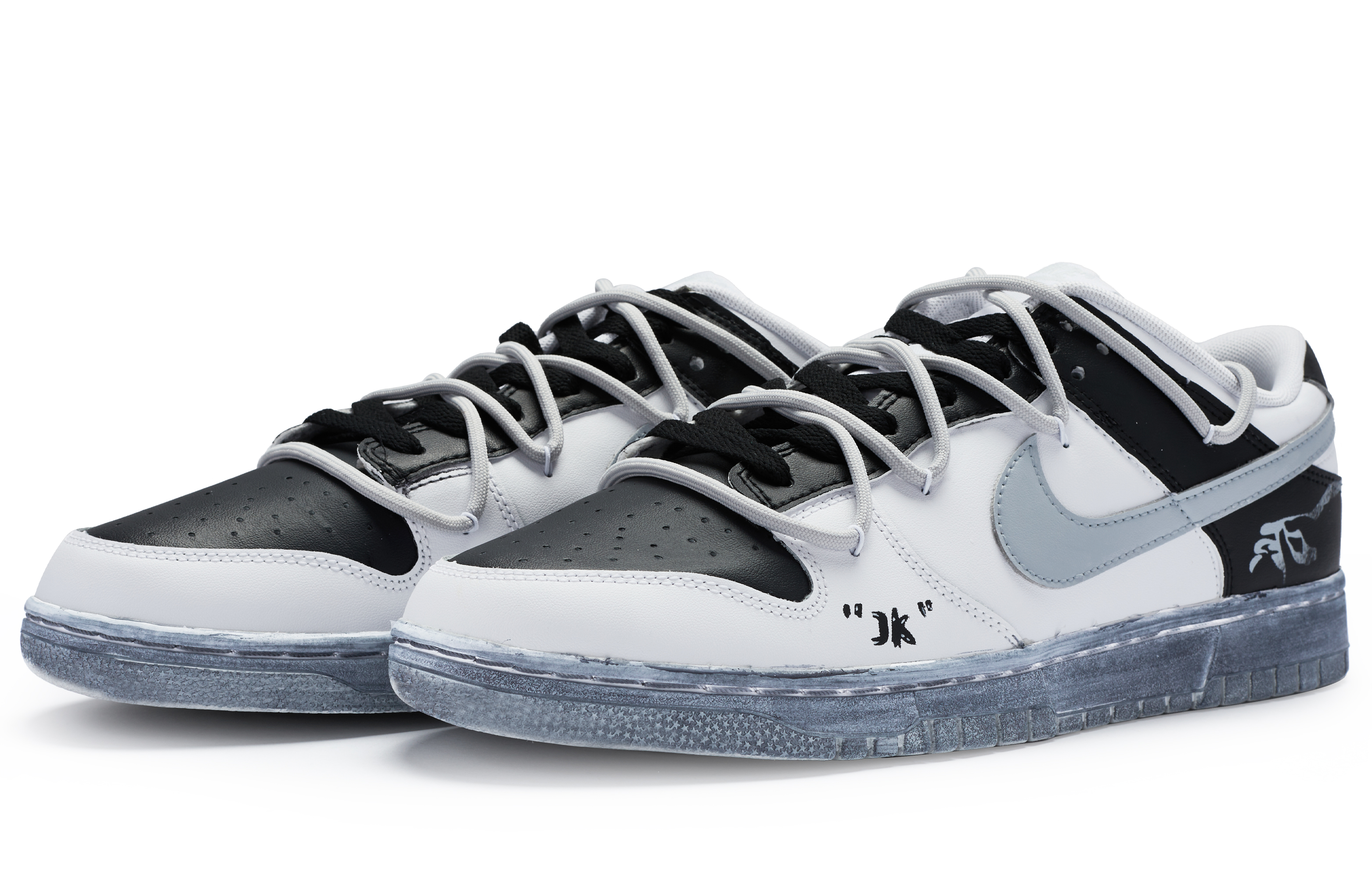 Lookbook 【カスタムシューズ】ナイキ ダンク ロー「デコンストラクト ストリート ブラック ホワイト シルバー」 DV0831-101(Team80-男款OK黑白银)