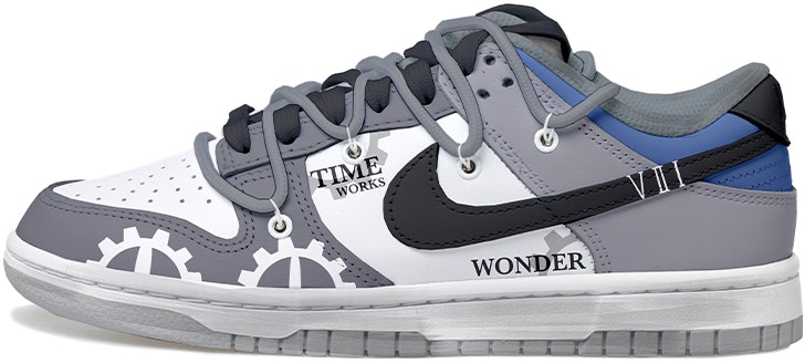 custom-shoes-nike-dunk-low-deconstructed-time-gear-black-white-grey