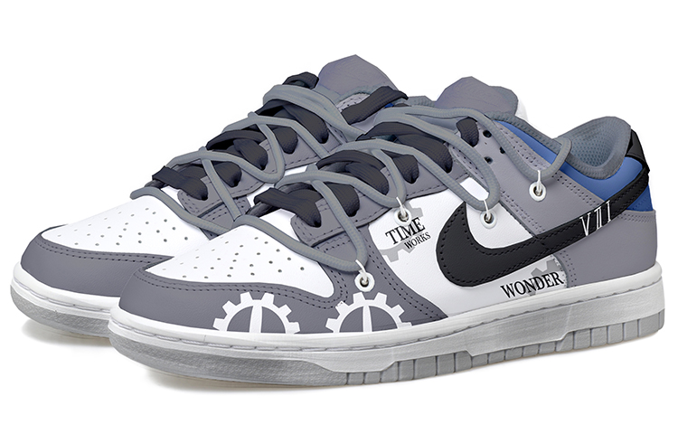 Lookbook [Shoes Custom] Nike Dunk Low 'Deconstructed Time Gear Hitam Putih Abu' DJ6188-001(Team拾玖-男款灰色齿轮）