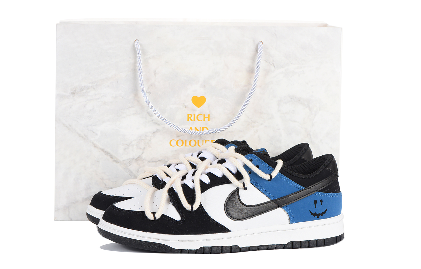 [Custom Shoes] Nike Dunk Low 'Deconstructed Vibe Blue Black with Special Box and Quirky Smiley' FD6923-100-466844