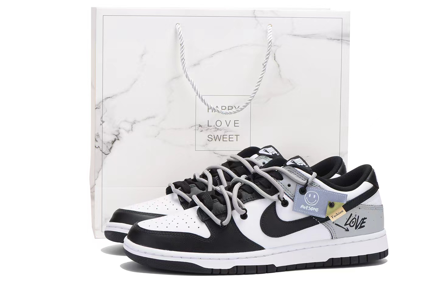 [Custom Shoes] Nike Dunk Low 'Deconstructed White Black Grey'