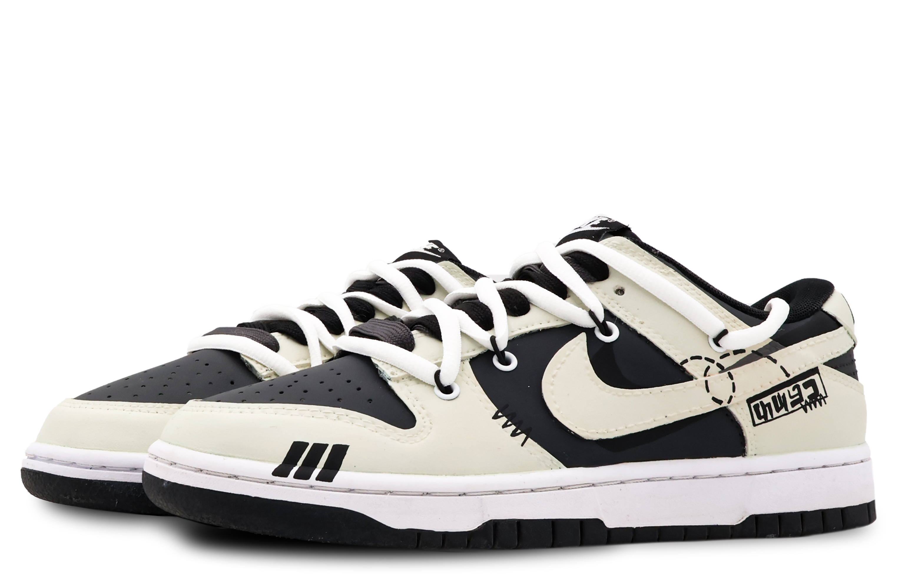 Shop [Sepatu Kustom] Nike Dunk Low 'Putih Laut Dalam' CW1590-100(Team53-女款深海)