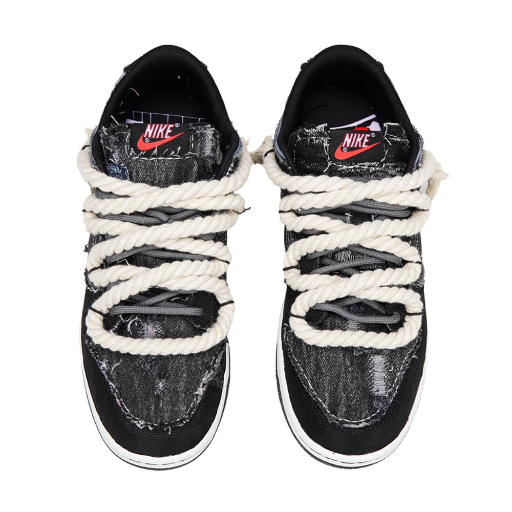 Purchase [Zapatillas Personalizadas] Nike Dunk Low 'Denim Negro Lona Desgastada' DM0108-002(Teamp-丹宁黑牛粗棉麻）