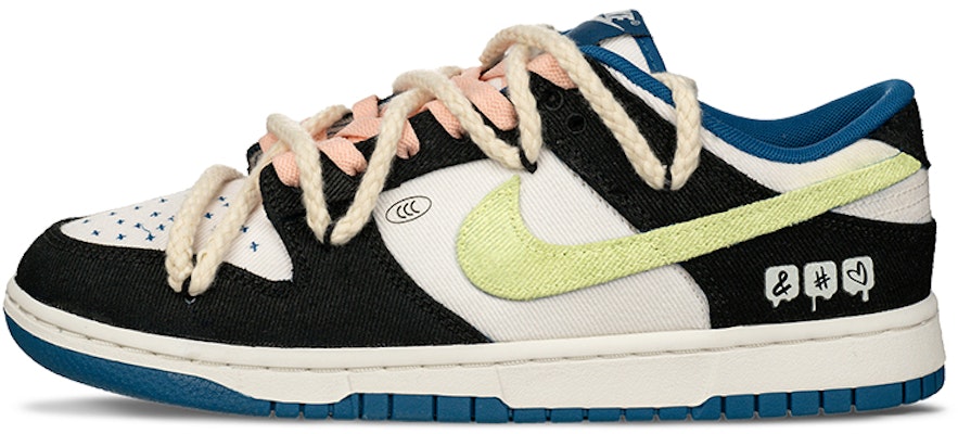 【訂製球鞋】Nike Dunk Low 戶外標籤 TMS 麻繩鞋帶 刺子繡 復古 牛仔 經典黑勾 防滑減震 低筒 板鞋 男款 藍黑 Order 【訂製球鞋】Nike Dunk Low 戶外標籤 TMS 麻繩鞋帶 刺子繡 復古 牛仔 經典黑勾 防滑減震 低筒 板鞋 男款 藍黑