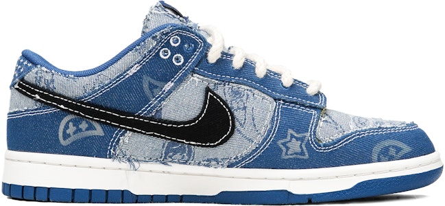 【訂製球鞋】Nike Dunk Low 牛仔系列 丹寧水洗做舊 半月牙腰果花 刮刮樂破壞風 低幫 板鞋 男款 藍色 Lookbook 【訂製球鞋】Nike Dunk Low 牛仔系列 丹寧水洗做舊 半月牙腰果花 刮刮樂破壞風 低幫 板鞋 男款 藍色