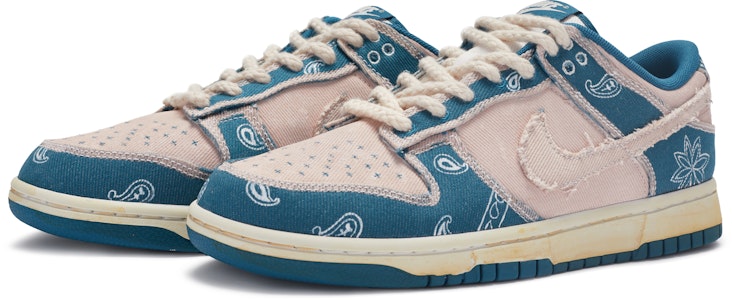【定製球鞋】Nike Dunk Low 美式復古風 街頭 迷情腰果花 特殊鞋盒 單寧水洗 破壞做舊 低筒 板鞋 男款 粉藍 Lookbook 【定製球鞋】Nike Dunk Low 美式復古風 街頭 迷情腰果花 特殊鞋盒 單寧水洗 破壞做舊 低筒 板鞋 男款 粉藍