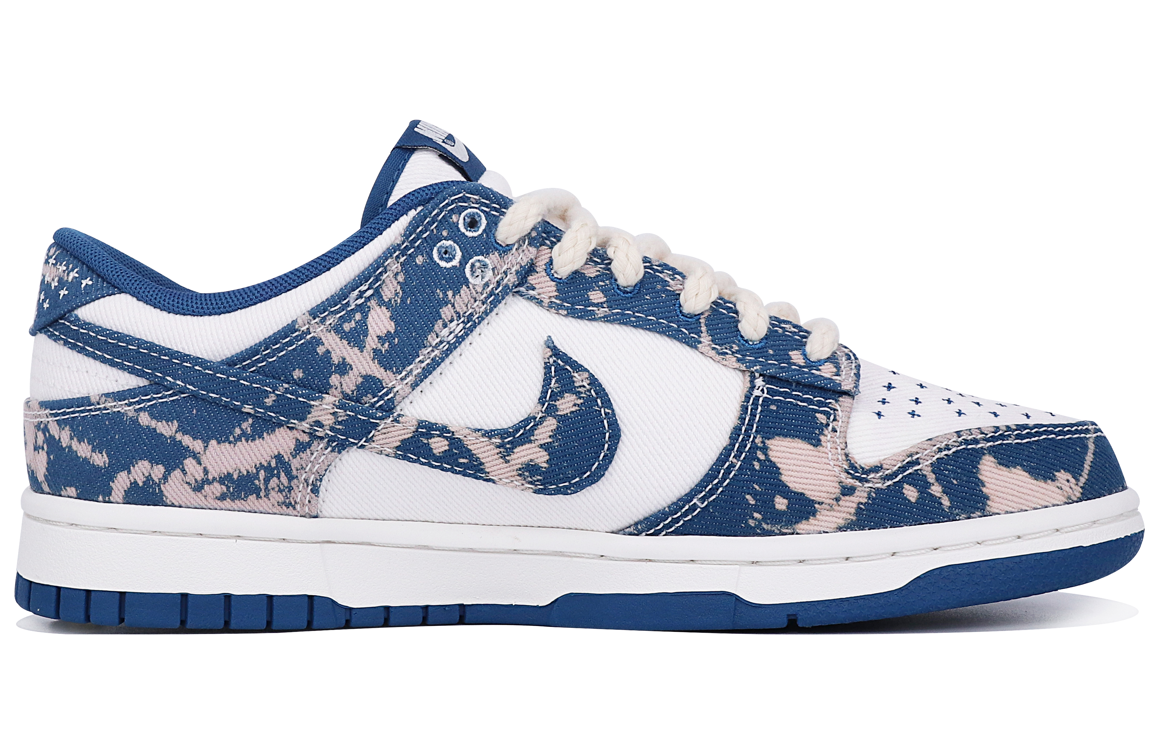 Order 나이키 덩크 로우 '데님 랜덤 패턴 화이트 블루' (커스텀) DV0834-101(TeamTen-男款褪色红标)