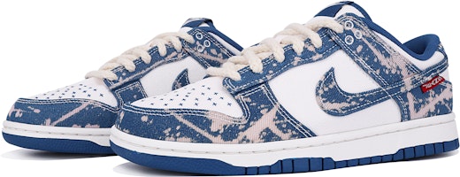 【訂製球鞋】 Nike Dunk Low 校園風 街頭 退色 隨機圖案 牛仔 潑墨 紅標 復古 低筒 板鞋 男款 白藍 Lookbook 【訂製球鞋】 Nike Dunk Low 校園風 街頭 退色 隨機圖案 牛仔 潑墨 紅標 復古 低筒 板鞋 男款 白藍