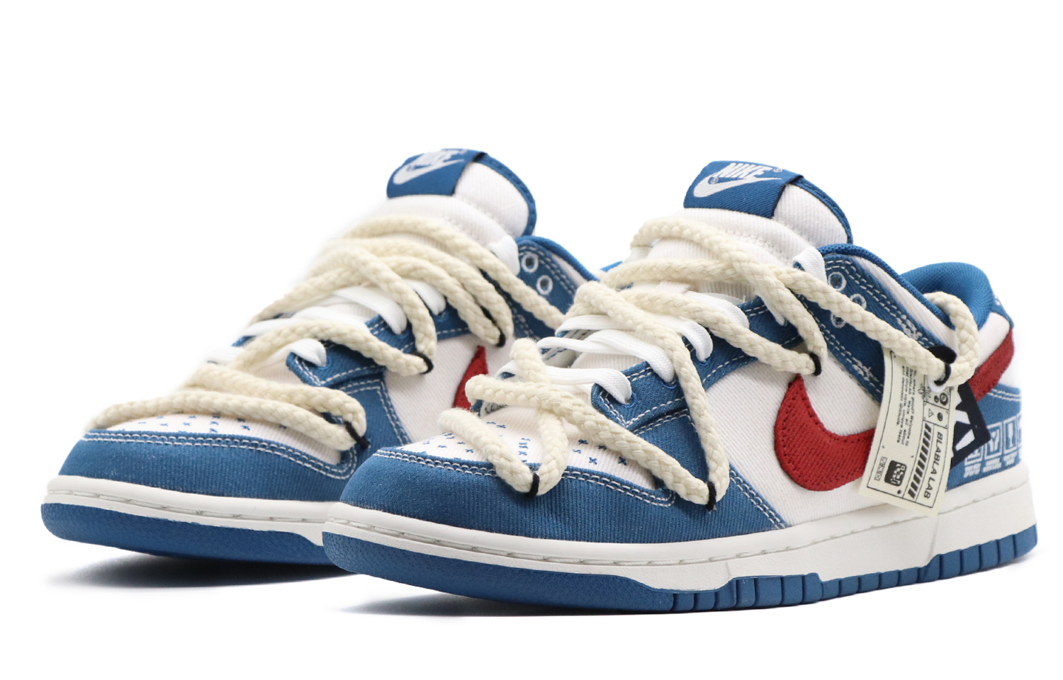 Lookbook [Kasut Khusus] Nike Dunk Low 'Denim Sashiko - Biru Putih Merah' DV0834-101(Team57-男款牛仔蓝)