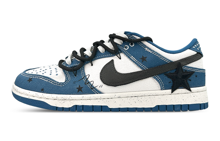 Buy 【定製球鞋】Nike Dunk Low 滑板精靈 牛仔風 星星復古 解構鞋帶 低筒 板鞋 男款 白藍