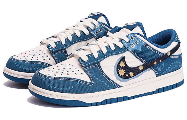 Lookbook [定制鞋] 耐克Dunk Low '牛仔星光双Swoosh' DV0834-101(TeamThree-男款繁星-蓝白)