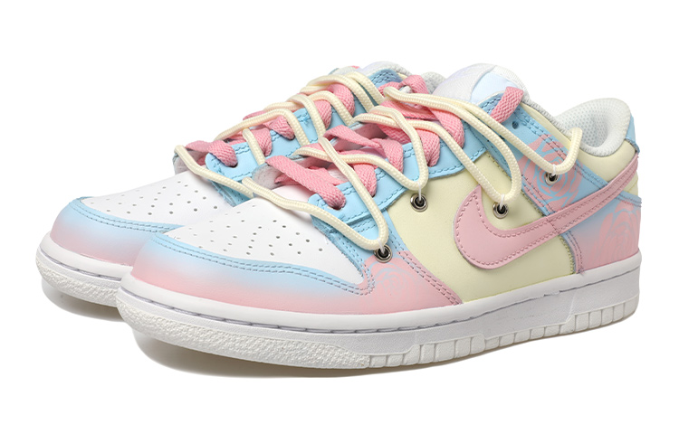 Shop [Sneakers Kustom] Nike Dunk Low 'Dip-Dye Gradasi Rose Tali Dekonstruksi - Biru Muda Pink' DH9765-100(Team拾玖-玫瑰花S-BOX)