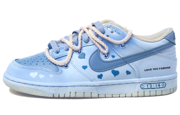 Buy [定制鞋] 耐克Dunk Low '渐变爱1314解构鞋带' DJ6188-100(Team拾玖-一生所爱蓝男S-BOX)