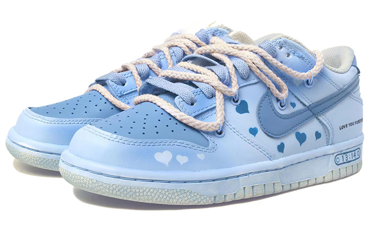 Lookbook [定制鞋] 耐克Dunk Low '渐变爱1314解构鞋带' DJ6188-100(Team拾玖-一生所爱蓝男S-BOX)