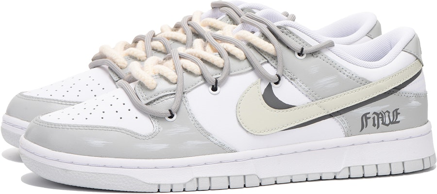 【定製球鞋】Nike Dunk Low 做舊 字母 vibe風 解構 高街 舒適 潮流 低幫 板鞋 男款 白灰色 Shop 【定製球鞋】Nike Dunk Low 做舊 字母 vibe風 解構 高街 舒適 潮流 低幫 板鞋 男款 白灰色